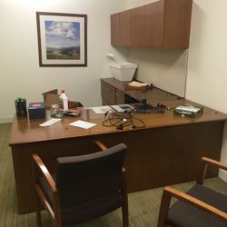 $699 Used L Shape Desk with Wall Hutch